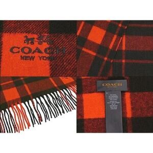 COACH apparel scarf F85858 Red & Black Special Cashmere Blend NWT $125.00